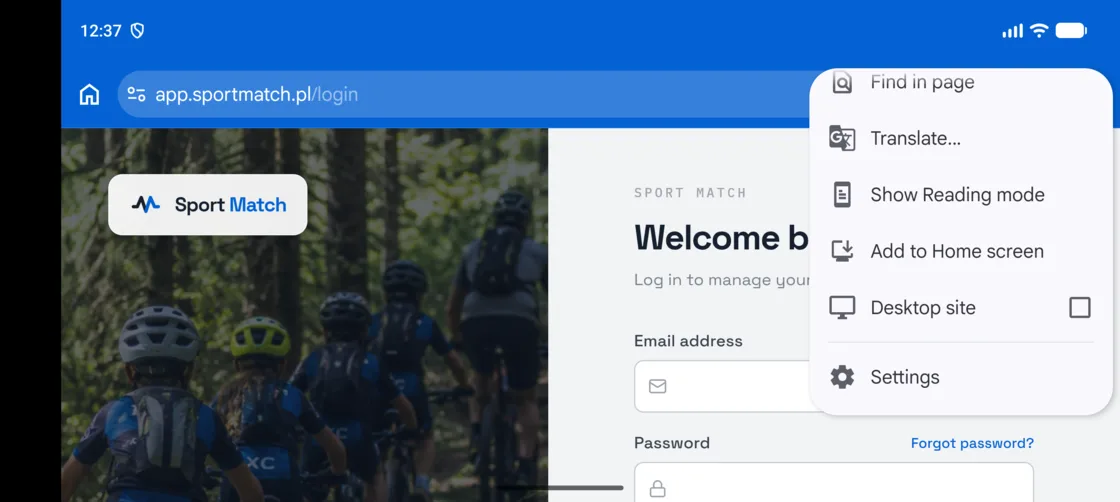 Screenshot: Scroll the menu down and tap Add to Home screen.