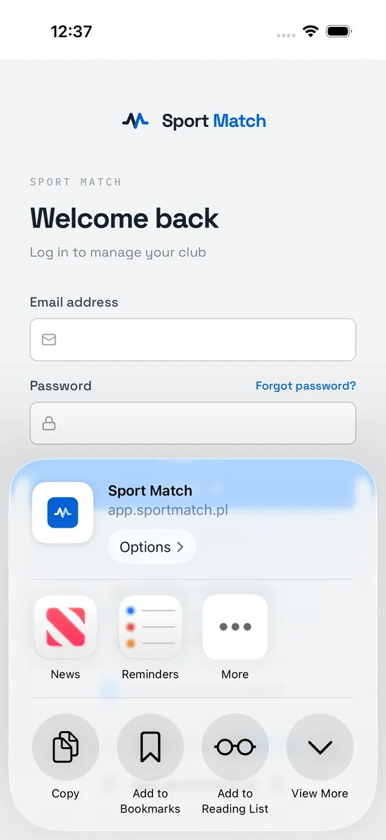 Screenshot: Tap View More.