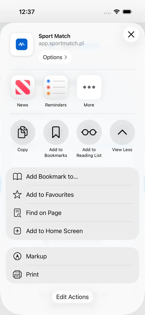 Screenshot: Tap Add to Home Screen.