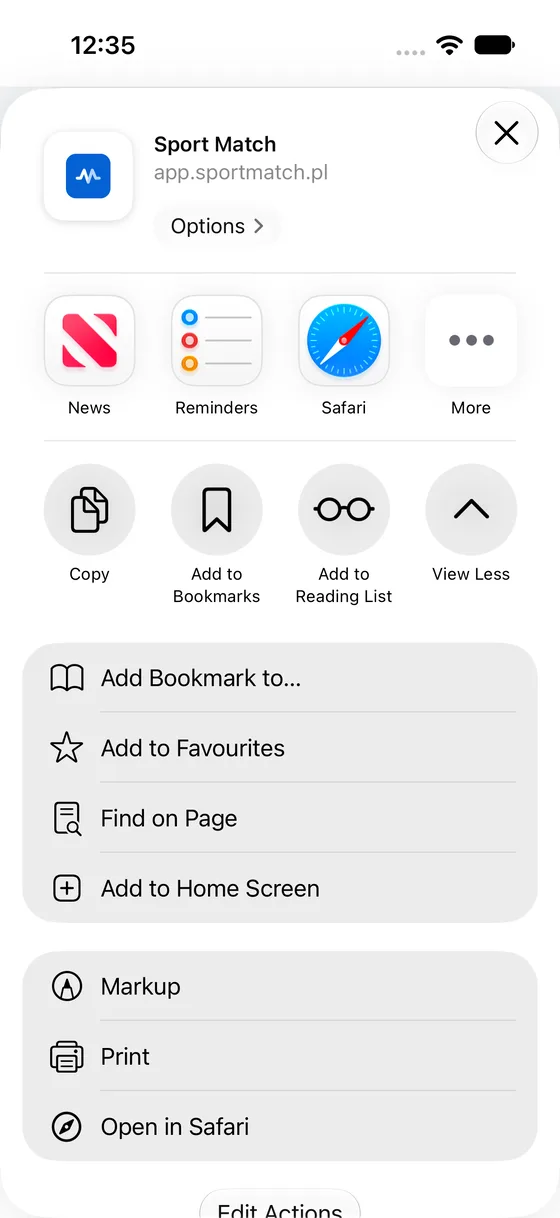 Screenshot: Tap Add to Home Screen.