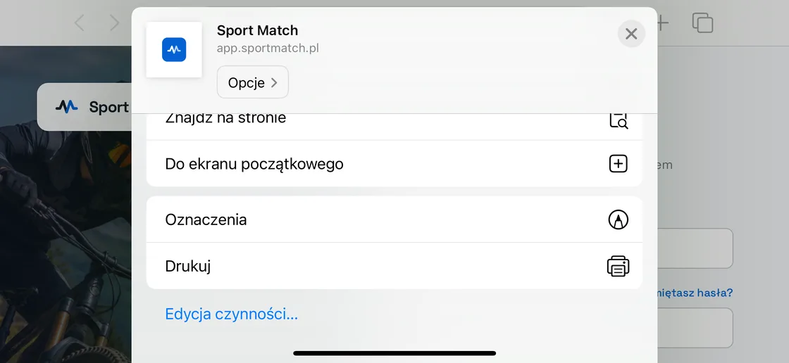 Zrzut ekranu: Przewiń w dół i dotknij Do ekranu początkowego.
